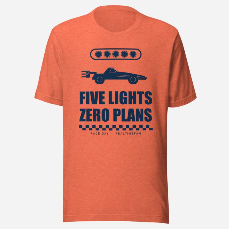 RealTimeFam Five Lights, Zero Plans Game Night Tee Heather Orange