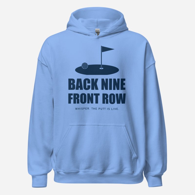RealTimeFam Back Nine, Front Row Game Night Hoodie Carolina Blue