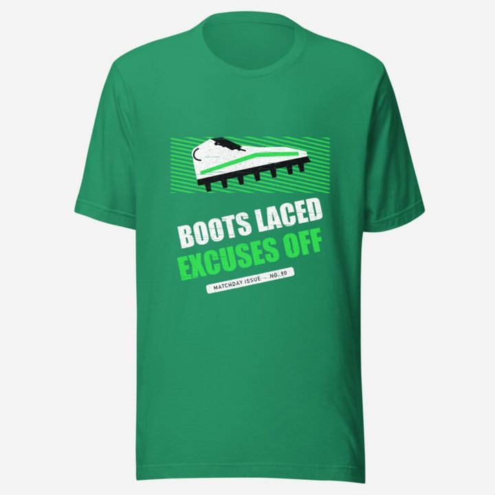 RealTimeFam Boots Laced Excuses Off Fan Zone Tee in Kelly