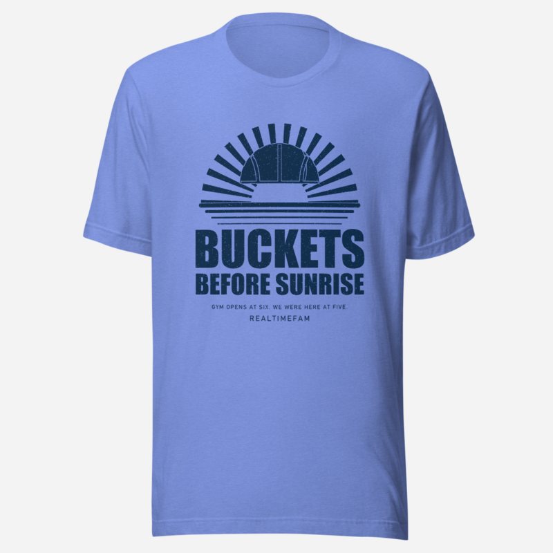 RealTimeFam Buckets Before Sunrise Fan Zone Tee Heather Columbia Blue