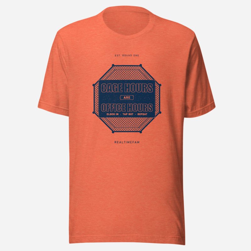 RealTimeFam Cage Hours Office Hours Fan Zone Tee Heather Orange