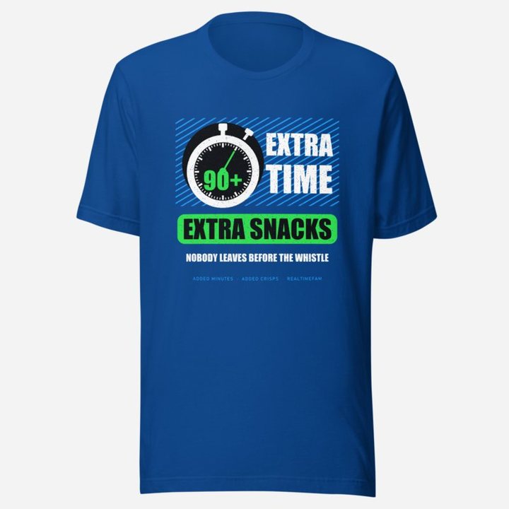RealTimeFam Extra Time Extra Snacks Fan Zone Tee in True Royal