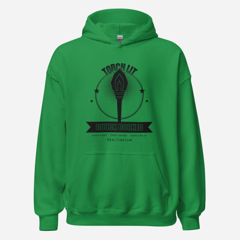 RealTimeFam Torch Lit Couch Booked Fan Zone Hoodie Irish Green