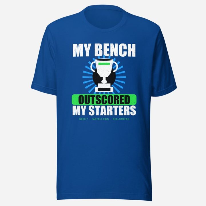 RealTimeFam My Bench Outscored Fan Zone Tee in True Royal