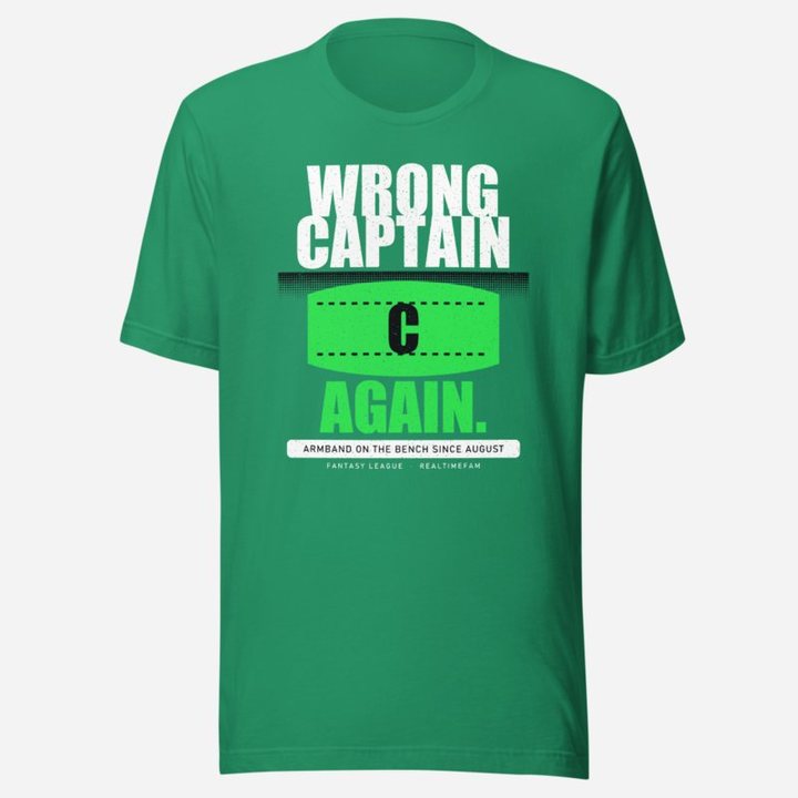 RealTimeFam Wrong Captain Again Fan Zone Tee in Kelly
