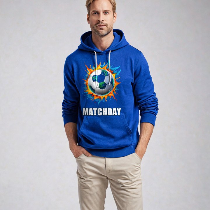 RealTimeFam Matchday Ball Fire Hoodie in Royal
