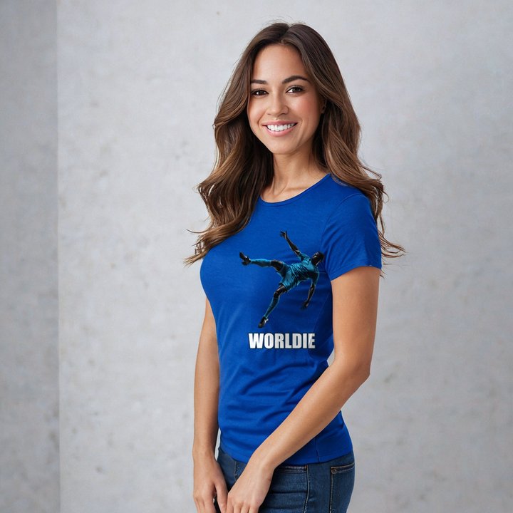 RealTimeFam Worldie Bicycle Kick Tee in True Royal